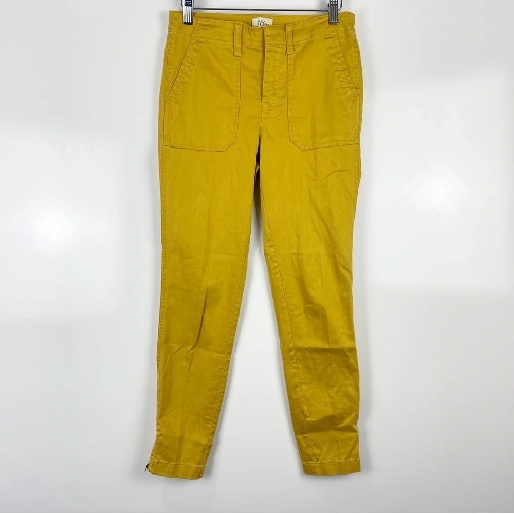 J. Crew High Rise Zip Ankle Skinny Utility Cargo Jeans Yellow Size 26